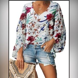 Qearal Dressy Tops Women's Lightweight Flowy Shirt Double-Layered Chiffon Blouse